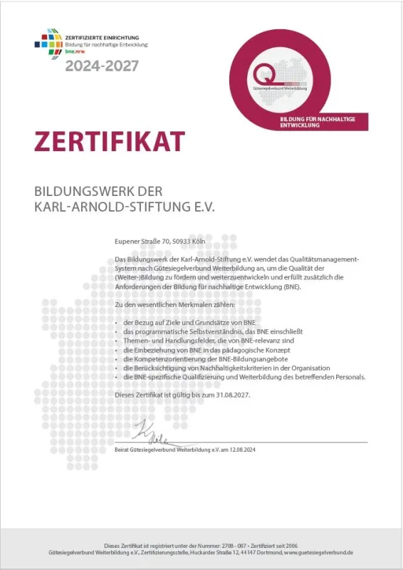 Zertifikat des Karl-Arnold-Instituts