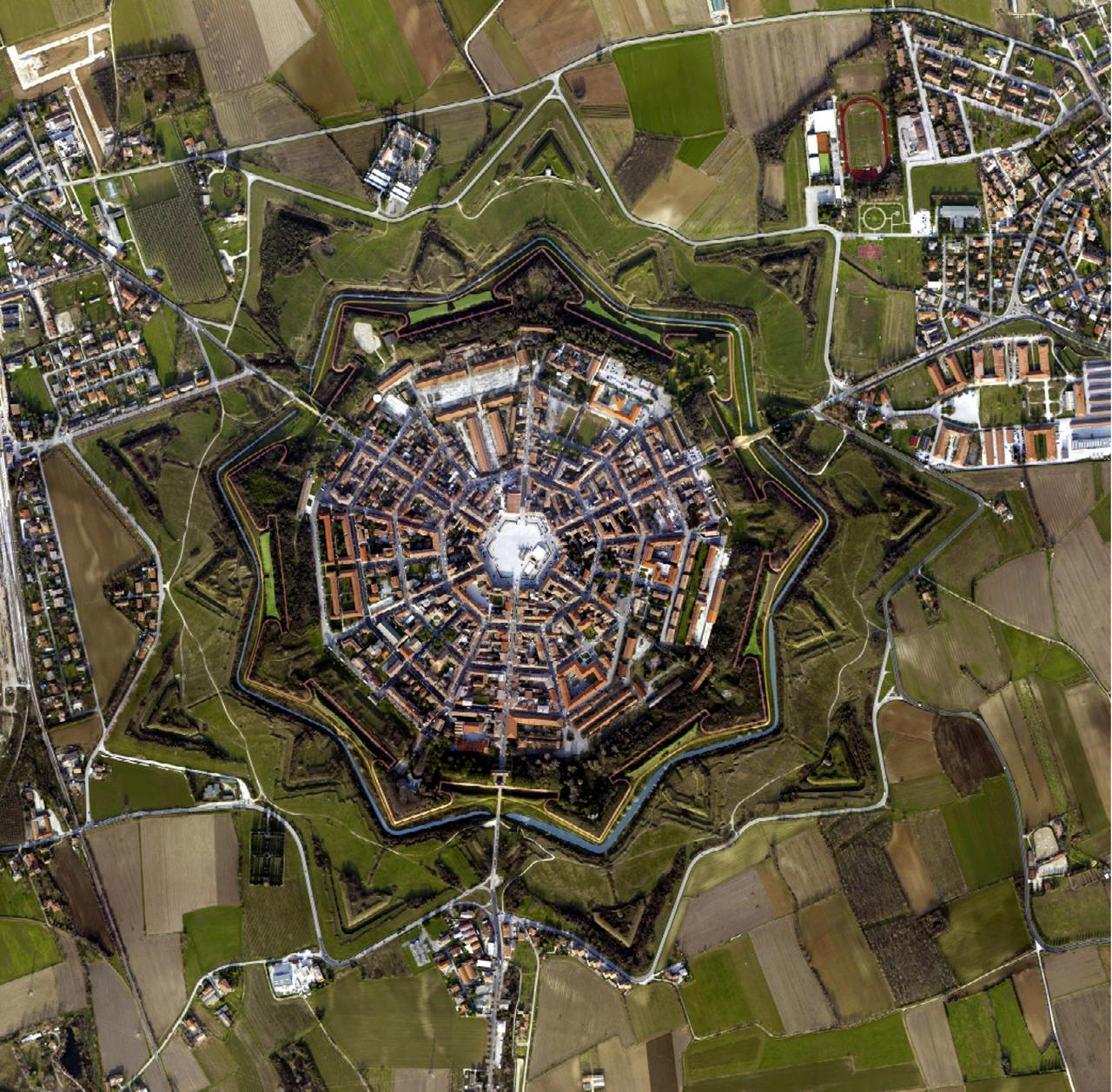 Luftbild der Stadtfestung Palmanova, Italien