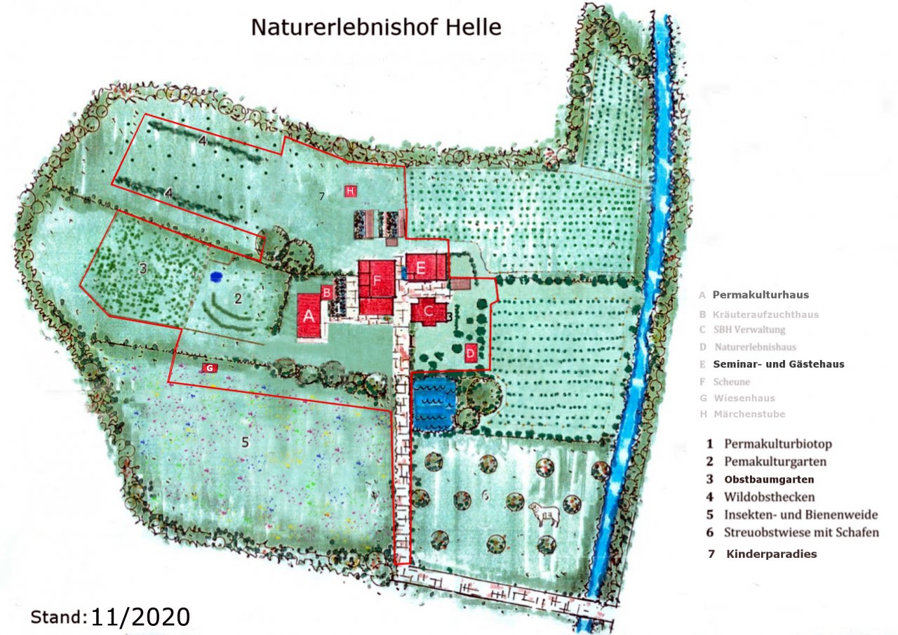 Aufsichtsskizze Naturerlebnishof Helle e.V.