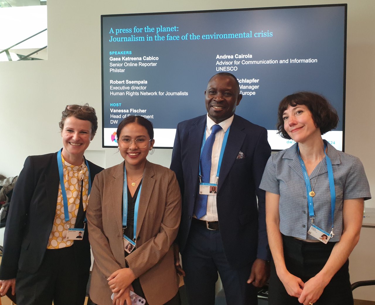 Gruppenfoto mit Vanessa Fischer, Gaea Katreena C. Cabico, Robert Ssempala und Isabelle Schlapfer © Andreas Salz, Deutsche UNESCO-Kommission