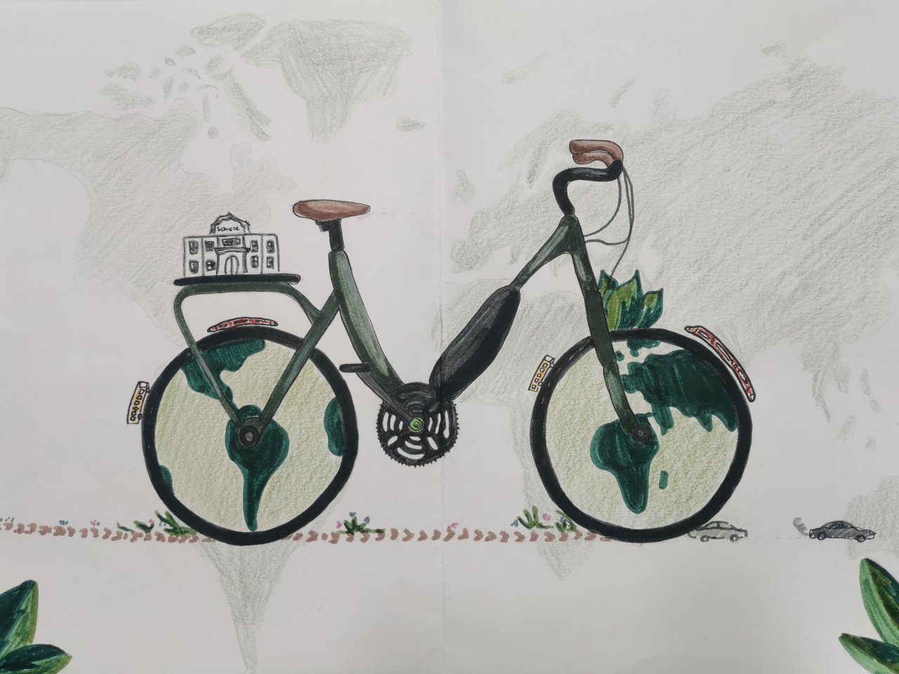 "Think green, move clean" (Bild einer 10. Klässlerin)